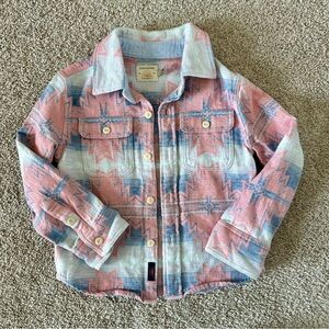 Faherty Good Feather Canyon Overshirt Native Button Down Cotton Kids Sz 3T